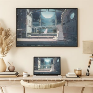 Solidão no Espaço | Arte Lofi, arte de parede para impressão, arte para download instantâneo, arte digital para impressão, impressões digitais, papel de parede Lofi, arte de jogo Lofi