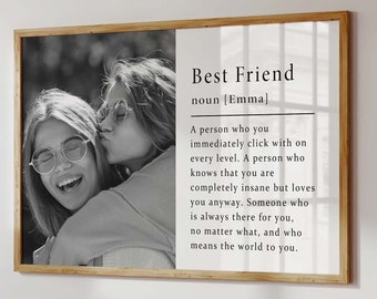 Impresión personalizada de mejor amiga, impresión de definición de mejor amiga regalo personalizado para el regalo de mejor amiga para su regalo de cumpleaños regalo fotográfico - N46