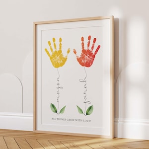 Cadeau personnalisé pour maman, impression d'empreinte de main pour la fête des mères, cadeau artisanal pour nounou, impression de main de souvenir de bébé, bricolage anniversaire de maman, cadeau enfant pour maman