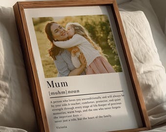 Gepersonaliseerde moederdefinitieprint, fotocadeau voor moeder