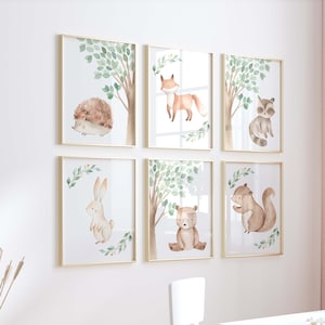 Woodland Animals Print, Set of Nursery Prints, Forest Animal, Woodland Animals, Nursery Wall Art, Nursery Woodland Animals, Home Decor