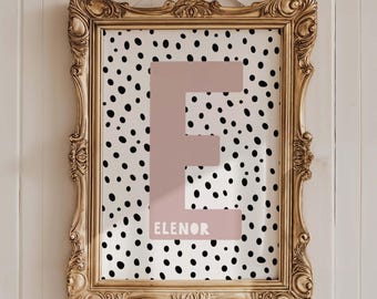 Impresión personalizada con nombre inicial: arte de pared para decoración de guardería