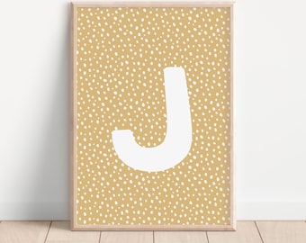 Lámina infantil con inicial personalizada, arte mural infantil neutro