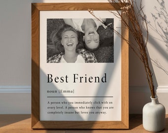 Impresión personalizada de mejor amigo - Mejor amigo Definición Imprimir Regalo personalizado para el mejor amigo Regalo para su regalo de cumpleaños Regalo fotográfico - N35