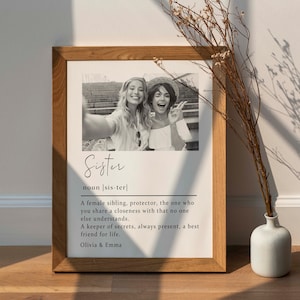 Definition Photo Sister Print, Personalised Sister Print, UNFRAMED, Sister Gift, Sister Birthday, Sister Definition, Christmas Gift, N29