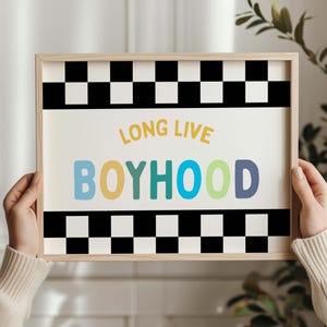 Long Live Boyhood Checkered Print: Playroom Wall Art