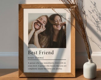 Impresión personalizada de mejor amiga, impresión de definición de mejor amiga, regalo personalizado para mejor amiga, regalo para ella, regalo de cumpleaños, regalo con foto - N57