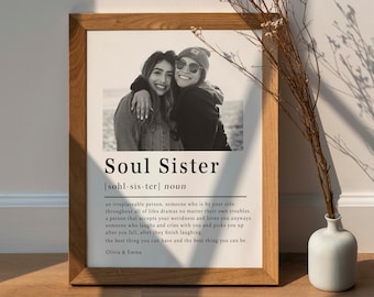 Soul Sister Print, gepersonaliseerde geschenken, Bestie verjaardagscadeau, soul sister print, bestie verjaardagscadeau, vriendschapscadeaus, geschenken voor haar, N59