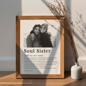 Soul Sister Print, Personalized Gifts, Bestie Birthday Gift, Soul Sister Print, Bestie Birthday Gift, Friendship Gifts, Gifts For Her, N59 Black & White