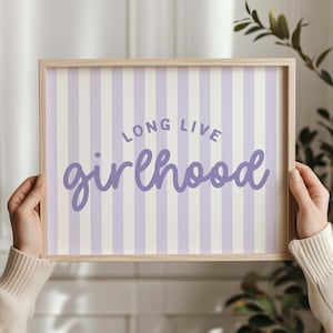 Purple Stripe Girlhood Print: Playroom Kids Wall Art