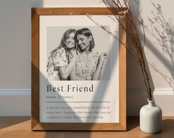 Impresión personalizada de mejor amigo, impresión de definición de mejor amigo Regalo personalizado para el regalo de mejor amigo para su regalo de cumpleaños Regalo fotográfico - N43