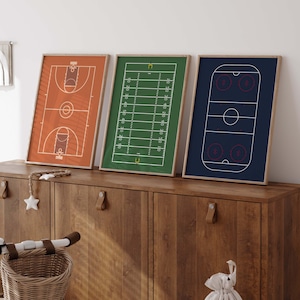 Sports Fields Wall Art Set: Minimalist Nursery Decor (Digital Download)