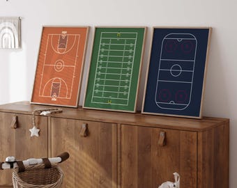 Sports Fields Wall Art Set: Minimalist Nursery Decor (Digital Download)