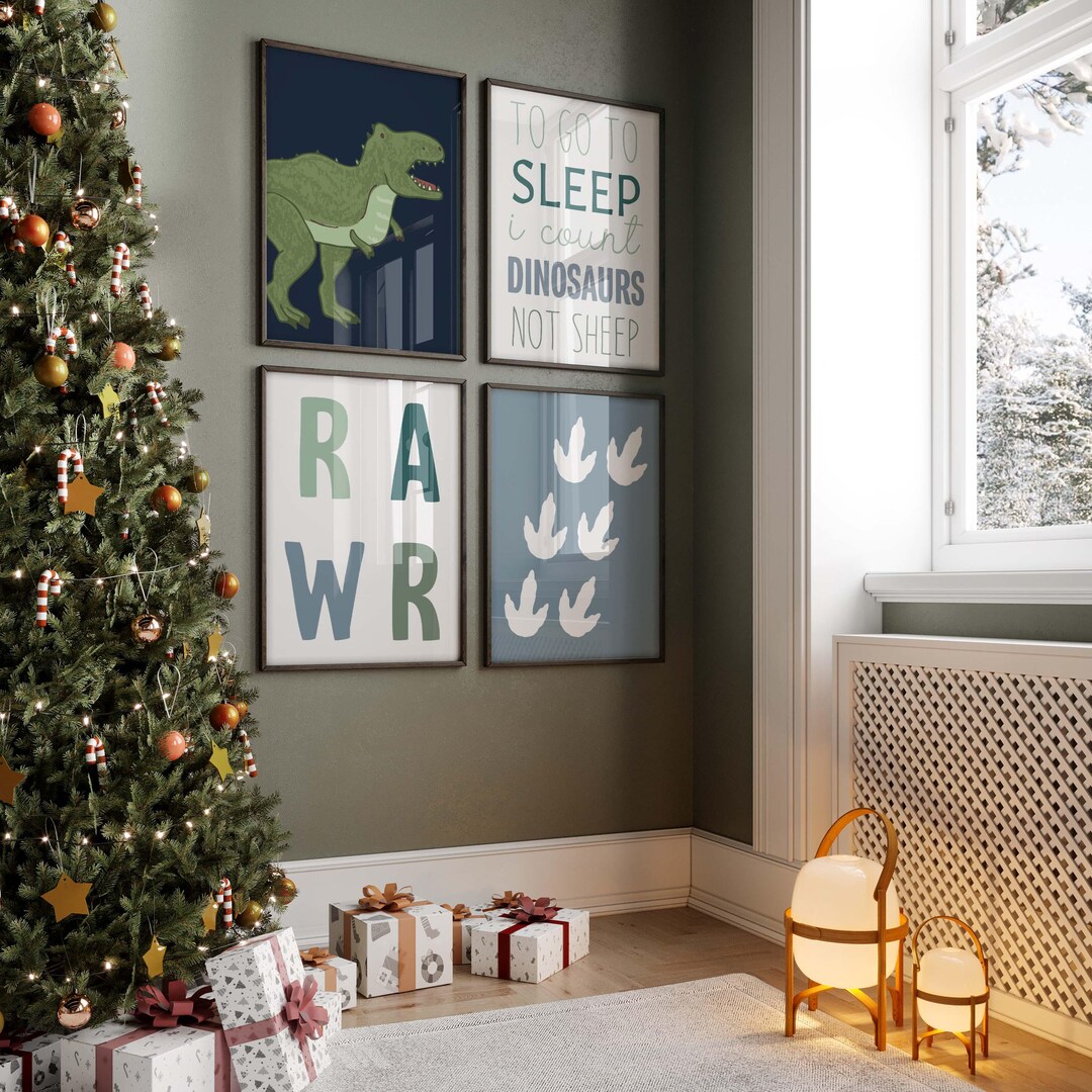 Dinosaur Nursery Wall Art Set, Boy Room Prints, RAWR Dino Decor ...