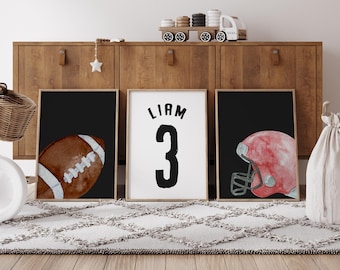 Football Nursery Decor Print Set, Sports Room Art (Digital Download)