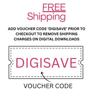 May include: White background with pink text that reads "FREE Shipping". Below, a coupon with the text "DIGISAVE" and an arrow pointing to "VOUCHER CODE". Additional text explains how to use the voucher.