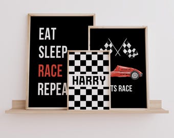 Láminas artísticas personalizadas de coches de carreras, decoración de cuadros para habitación infantil (descarga digital)