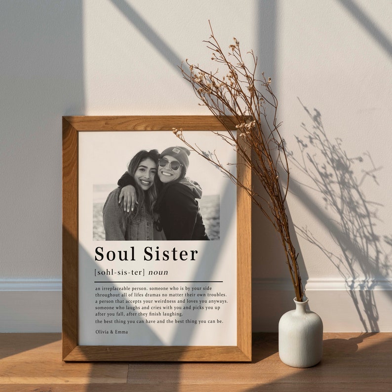 Soul Sister Print, Personalized Gifts, Bestie Birthday Gift, Soul Sister Print, Bestie Birthday Gift, Friendship Gifts, Gifts For Her, N59 Black & White