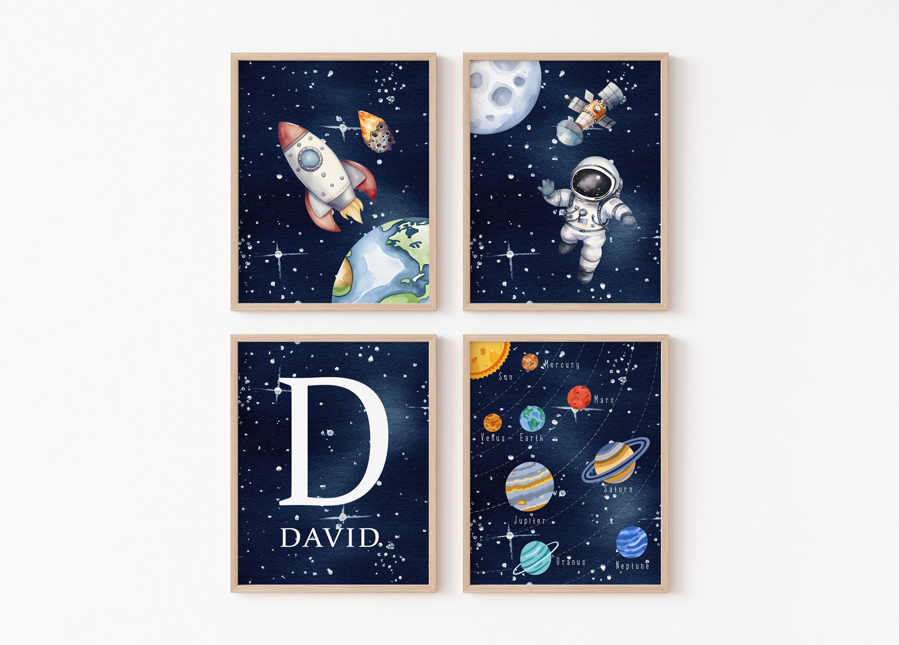 Ni-JASW Gradient Music Astronaut Statues - 3-Piece Outer Space Decor Set For Shelves, Nursery & Cake Toppers