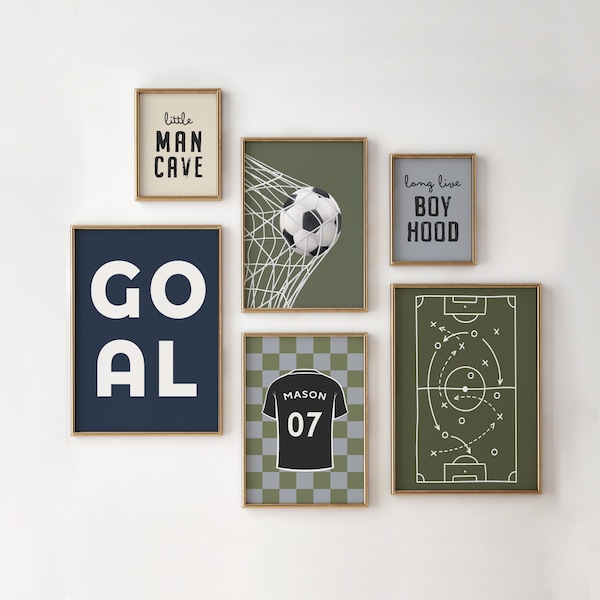Soccer Wall Art Set, Custom Jersey Print, Boys Room Decor (Digital Download)
