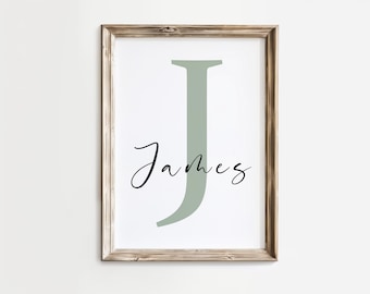 Lámina infantil con inicial personalizada: Arte de pared con letra personalizada