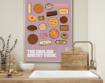 DIGITAL English Biscuit Guide | British Art | Printable Art | Quirky Art | Biscuit Print | British Wall Art | English Art | Biscuits