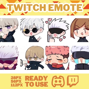 Wizard Fighter Emotes, Emote Pack, Manga Emote, JJK Emote, Anime Twitch Emotes, Discord Emotes, Twitch Emotes, Cute JJK Emotes, Streamer