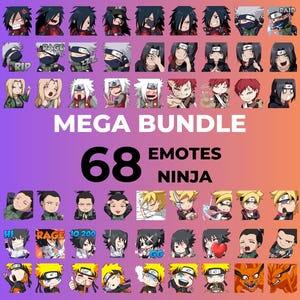 Anime Emote Packs, Emote Bundles,Chibi Ninja Emotes,Shinobi Emotes,Twitch Emotes,Cute Manga Cartoon Emotes,Anime Mega Bundles,Cartoon Emotes