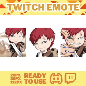 Anime emotes, Shinobi Sand, Manga Cartoon Cute Emotes, Twitch emotes, Anime Cartoon para Twitch y Discord Streamer