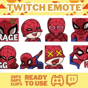 Super Hero Emote, Emote Pack, Manga Emote,Cartoon Emote Anime Twitch Emotes,Discord Emotes,Twitch Emotes,Twitch Emotes Pack,Streamer, Spider