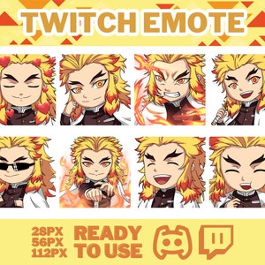Anime emotes, Demon Fighter, Manga Cartoon Cute Emotes, Twitch emotes, Anime Cartoon for Twitch and Discord Streamer