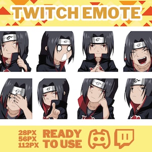 Anime emotes, Shinobi Villain, Manga Cartoon Cute Emotes, Twitch emotes, Anime Cartoon for Twitch and Discord Streamer