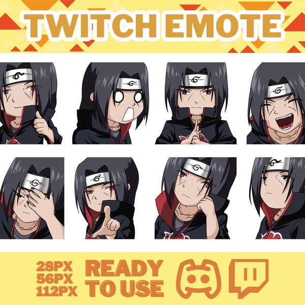 Anime emotes, Shinobi Villain, Manga Cartoon Cute Emotes, Twitch emotes, Anime Cartoon for Twitch and Discord Streamer