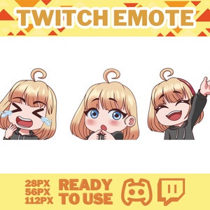 Cartoon emote, Chibi Girl, Manga Cartoon Cute Emotes, Twitch emotes, Anime Cartoon for Twitch and Discord Streamer