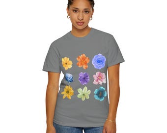Floral Garden Unisex T-shirt, Summer Tee, Flower Graphic Shirt, Casual Wear, Cute Gift Idea, Spring Fashion