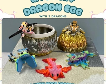 3D Printed Mystery Dragon Egg with 5 Dragons