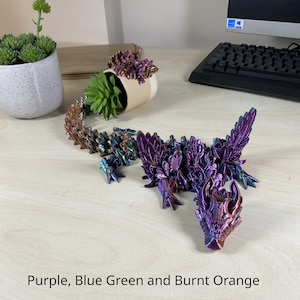 Winged Lunar Dragon 3D Printed Articulated Fidget Toy - Gift
