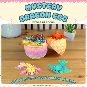 3D Printed Mystery Dragon Egg with 5 Dragons