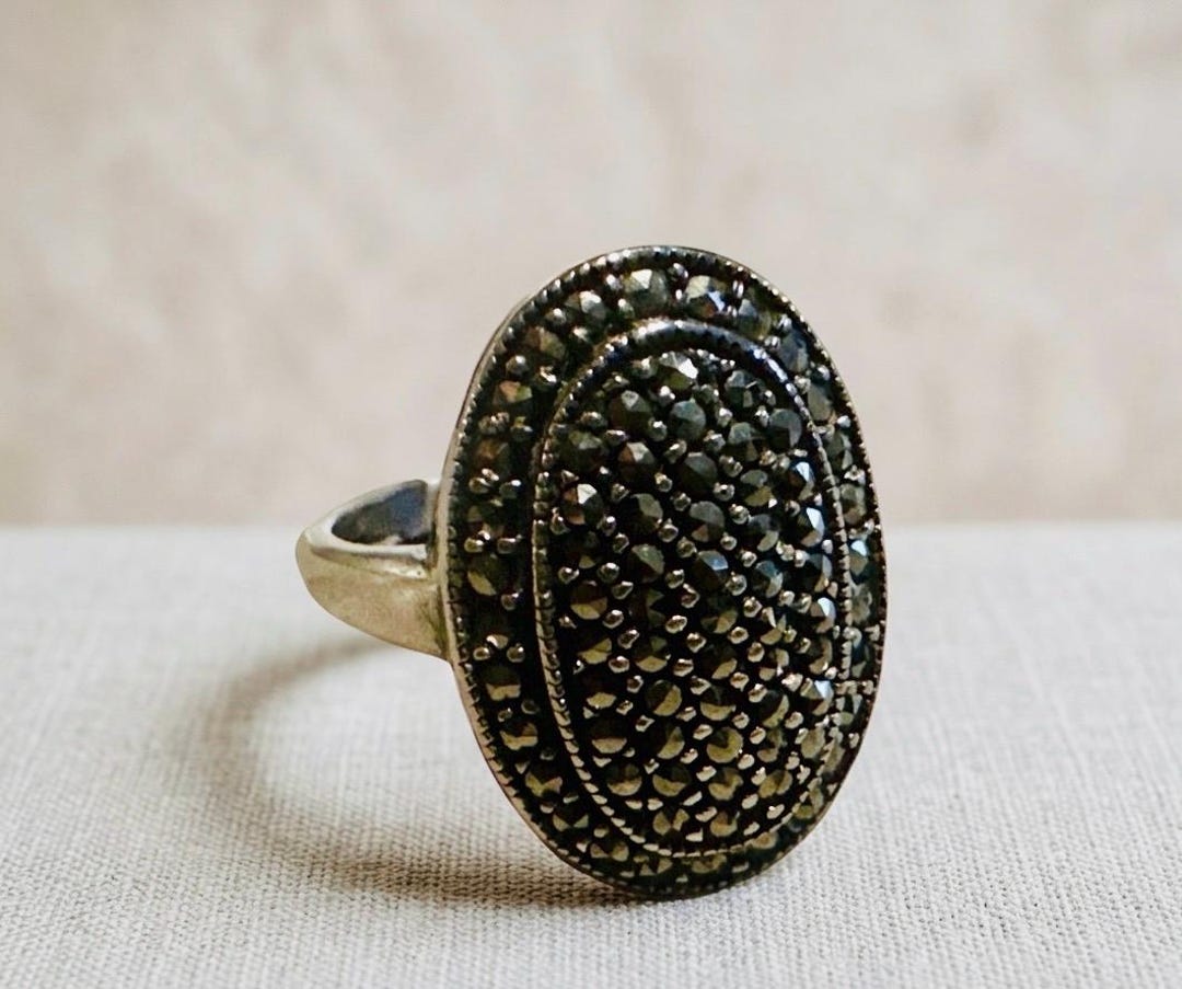 Marcacite Rings Vintage Sterling Silver and Marcacite Dome Ring - Etsy