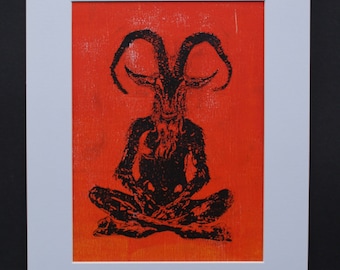 Print, BAPHOMET, monotype print, art print,