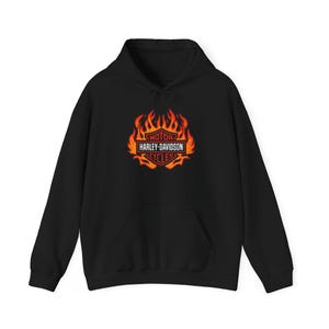 Flaming Harley-Davidson Shield Hoodie | Motorcycle Flame Logo