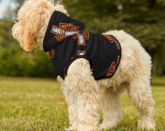 Sudadera con capucha para mascota con el logotipo de Harley-Davidson / Sudadera con capucha para perro con emblema de motocicleta