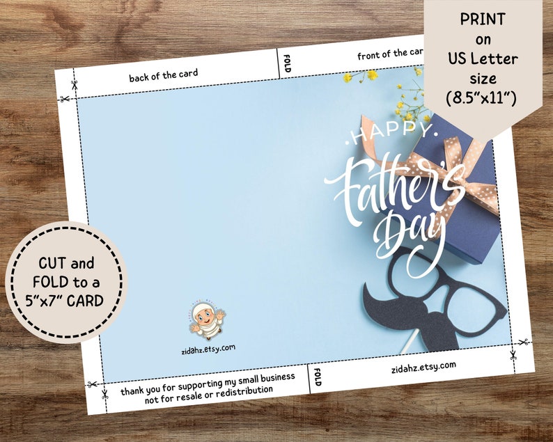 Happy Father's Day Printable Card / Instant Download PDF / Card ...