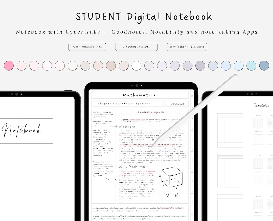 Student Digital Notebook With Tabs Goodnotes Notebook Student