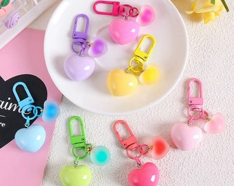 2pcs DIY Tools Candy Colourful Pastel Macaroon Lobster Swivel Clasps Clips Keychain | Heart with Matt Bead - 7 Colours Making Basic Supplies