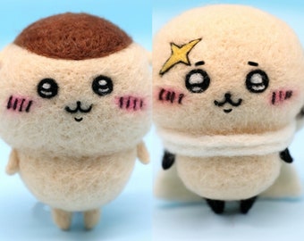 Own Design Cute Japan cartoon ChiiKawa Keychain | Kurimanju Rakko - Wool Felting DIY Kit (Wool Felt)