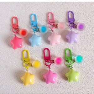 2 Stück DIY Werkzeuge Candy Bunte Pastel Macaroon Karabiner Karabiner Clips Schlüsselbund | Stern mit Matt Bead - 7 Farben Herstellung Grundausstattung