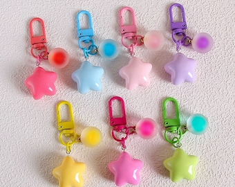 2pcs DIY Tools Candy Colourful Pastel Macaroon Lobster Swivel Clasps Clips Keychain | Star with Matt Bead - 7 Colours Making Basic Supplies