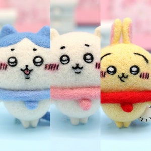 Own Design Cute Japan cartoon ChiiKawa Scarf Keychain | ChiiKawa Hachiware Usagi- Wool Felting DIY Kit （Wool Felt)