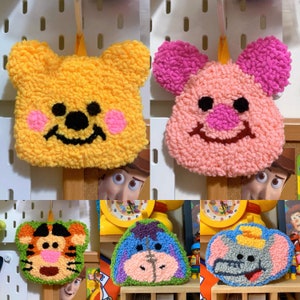 Own Design - Cute Cartoon| Winnie The Pooh Piglet Tiger Eeyore Dumbo - Punch Needle Coaster DIY Kit with Yarn Set - All materials included